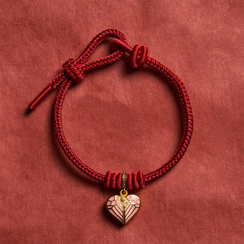 Buddha Stones Bracelet porte-bonheur en forme de cœur tressé à la main avec un cordon rouge - image 1