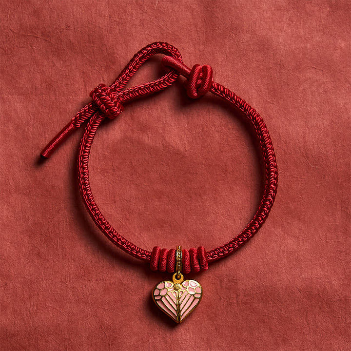 Buddha Stones Bracelet porte-bonheur en forme de cœur tressé à la main avec un cordon rouge - image 1