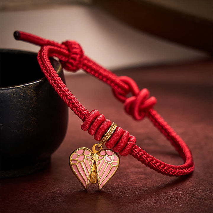 Buddha Stones Bracelet porte-bonheur en forme de cœur tressé à la main avec un cordon rouge - image 5