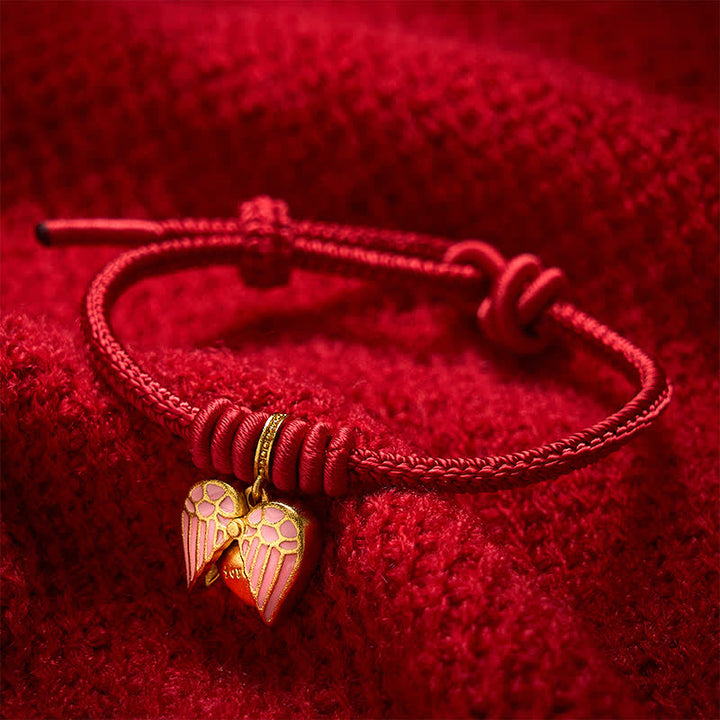 Buddha Stones Bracelet porte-bonheur en forme de cœur tressé à la main avec un cordon rouge - image 4