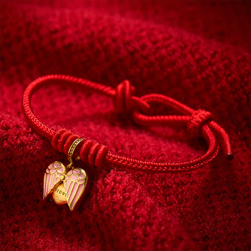 Buddha Stones Bracelet porte-bonheur en forme de cœur tressé à la main avec un cordon rouge - image 10