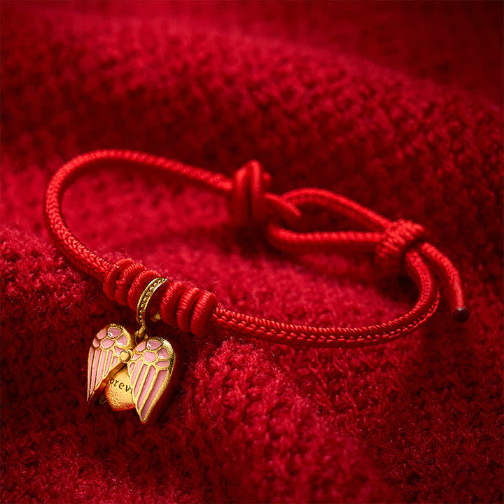 Buddha Stones Bracelet porte-bonheur en forme de cœur tressé à la main avec un cordon rouge - image 10