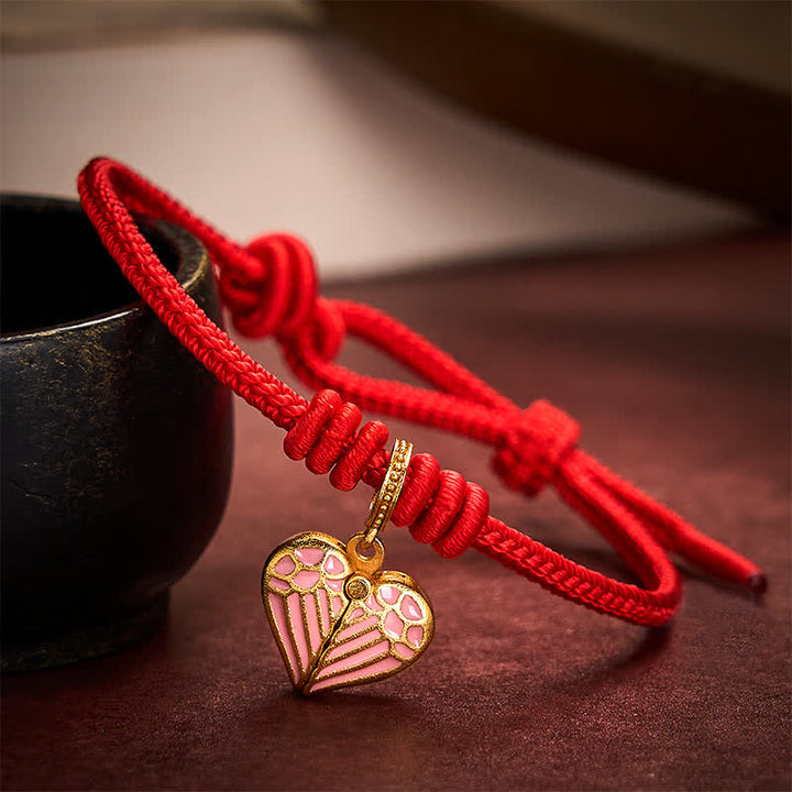 Buddha Stones Bracelet porte-bonheur en forme de cœur tressé à la main avec un cordon rouge - image 12