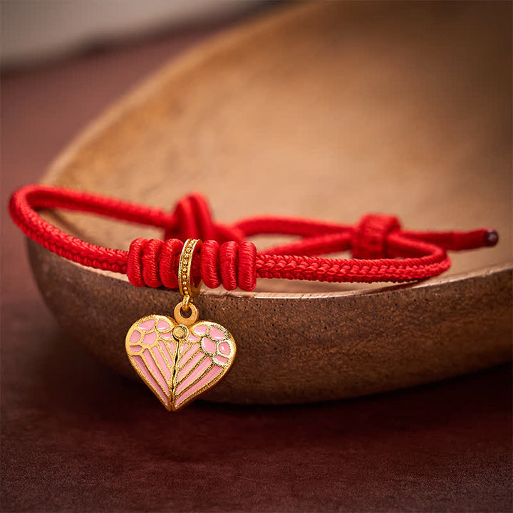 Buddha Stones Bracelet porte-bonheur en forme de cœur tressé à la main avec un cordon rouge - image 14