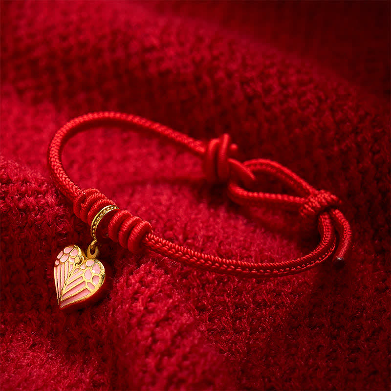 Buddha Stones Bracelet porte-bonheur en forme de cœur tressé à la main avec un cordon rouge - image 11
