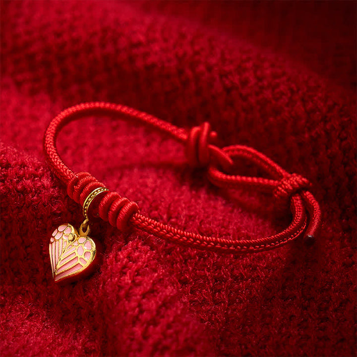 Buddha Stones Bracelet porte-bonheur en forme de cœur tressé à la main avec un cordon rouge - image 11