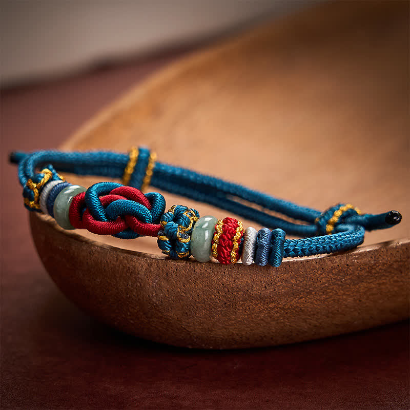 Buddha Stones Bracelet en cordon tressé de jade avec nœud en forme de cœur, tissé à la main, porte-bonheur - image 17