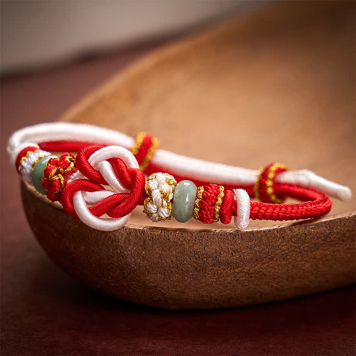 Buddha Stones Bracelet en cordon tressé de jade avec nœud en forme de cœur, tissé à la main, porte-bonheur - image 10
