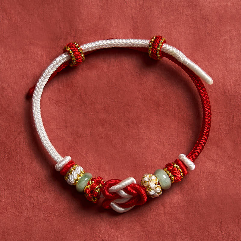 Buddha Stones Bracelet en cordon tressé de jade avec nœud en forme de cœur, tissé à la main, porte-bonheur - image 11