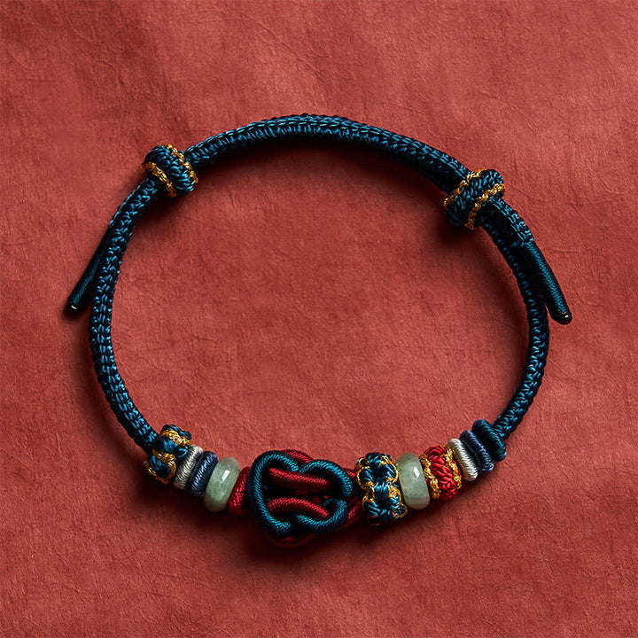 Buddha Stones Bracelet en cordon tressé de jade avec nœud en forme de cœur, tissé à la main, porte-bonheur - image 18