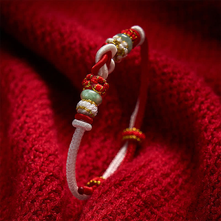 Buddha Stones Bracelet en cordon tressé de jade avec nœud en forme de cœur, tissé à la main, porte-bonheur - image 12