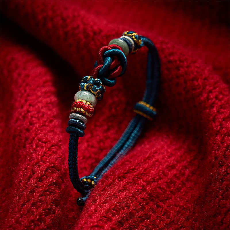 Buddha Stones Bracelet en cordon tressé de jade avec nœud en forme de cœur, tissé à la main, porte-bonheur - image 16