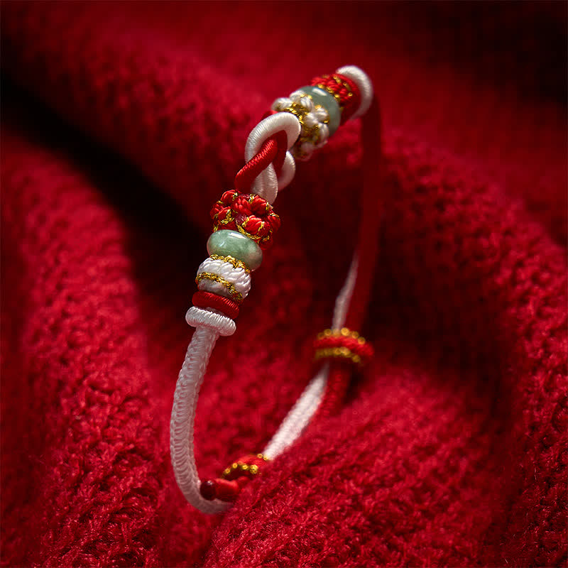 Buddha Stones Bracelet en cordon tressé de jade avec nœud en forme de cœur, tissé à la main, porte-bonheur - image 12