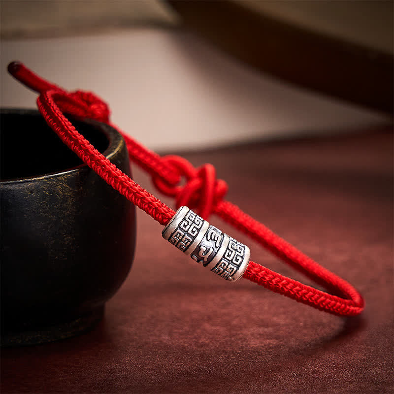 Buddha Stones Bracelet de protection Om Mani Padme Hum en cordelette rouge tressée à la main - image 1