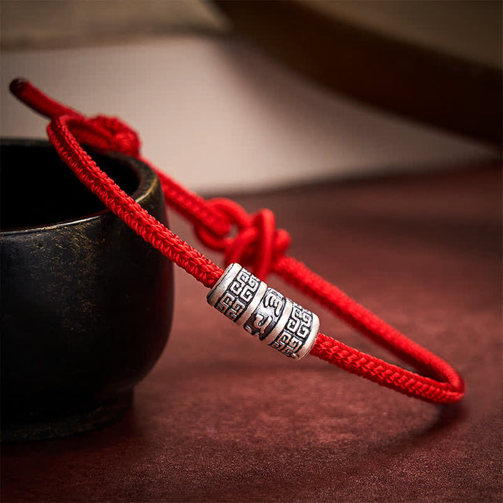 Buddha Stones Bracelet de protection Om Mani Padme Hum en cordelette rouge tressée à la main - image 1