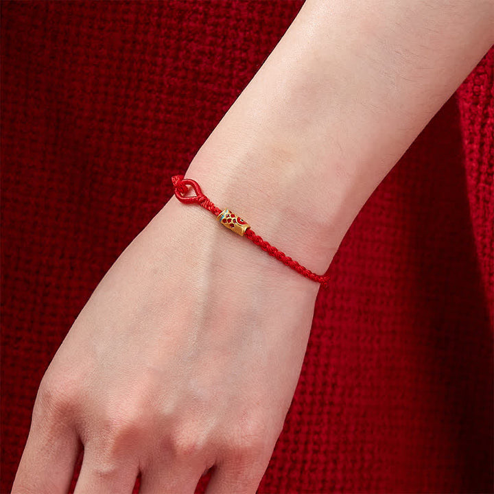Buddha Stones Bracelet porte-bonheur en cordon tressé rouge tissé à la main avec motif de carpes koï - image 4