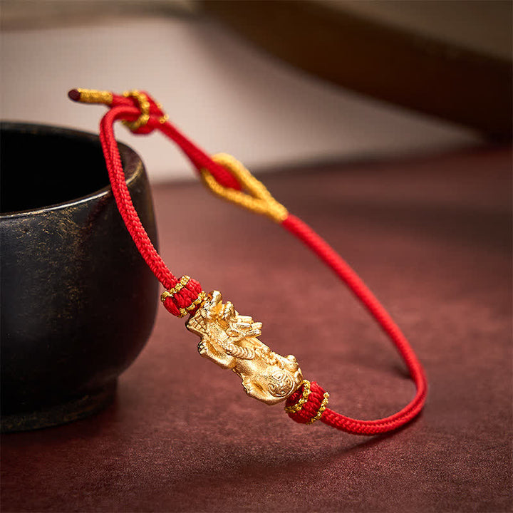Buddha Stones Bracelet porte-bonheur PiXiu en fil rouge tissé à la main - image 2