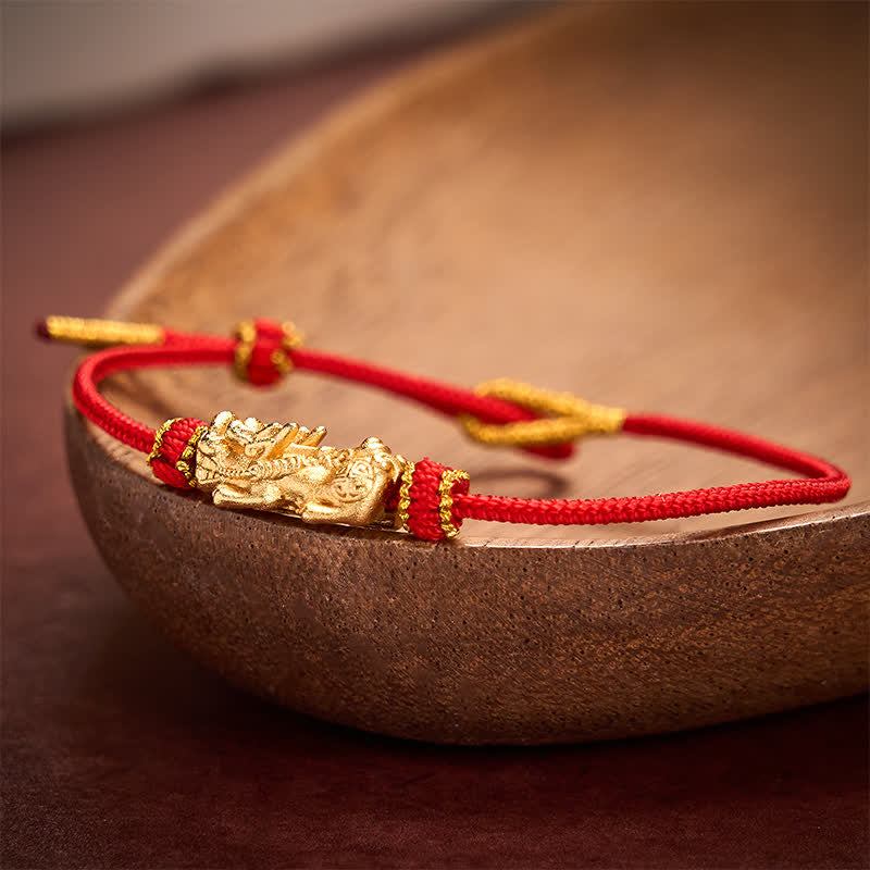 Buddha Stones Bracelet porte-bonheur PiXiu en fil rouge tissé à la main - image 1