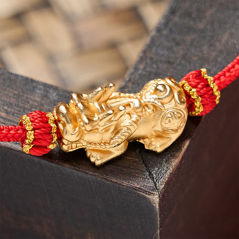 Buddha Stones Bracelet porte-bonheur PiXiu en fil rouge tissé à la main - image 3