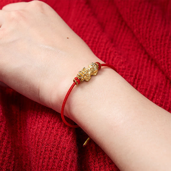 Buddha Stones Bracelet porte-bonheur PiXiu en fil rouge tissé à la main - image 4