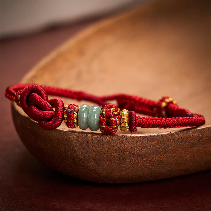 Buddha Stones Bracelet ajustable en jade tressé à la main, orné de nœuds chinois porte-bonheur - image 10