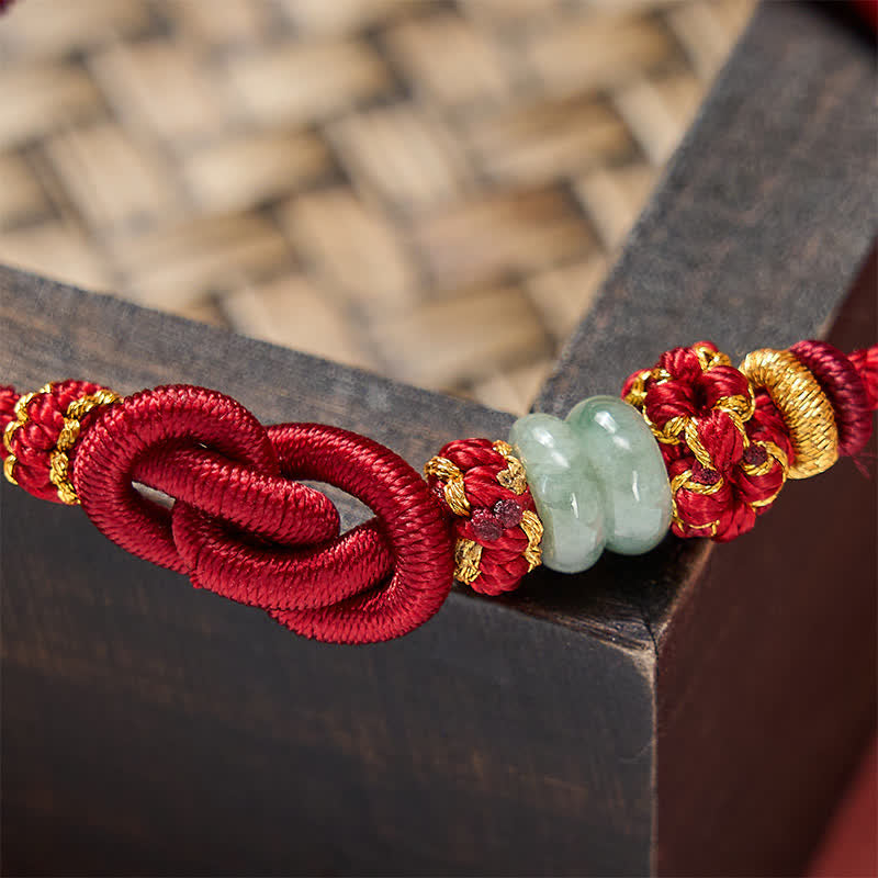 Buddha Stones Bracelet ajustable en jade tressé à la main, orné de nœuds chinois porte-bonheur - image 13