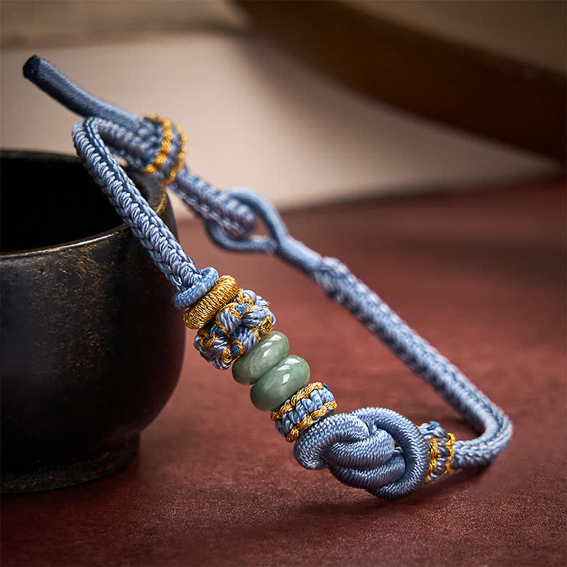 Buddha Stones Bracelet ajustable en jade tressé à la main, orné de nœuds chinois porte-bonheur - image 15