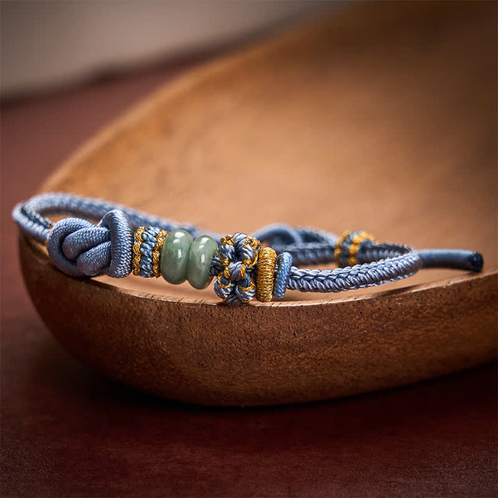 Buddha Stones Bracelet ajustable en jade tressé à la main, orné de nœuds chinois porte-bonheur - image 16