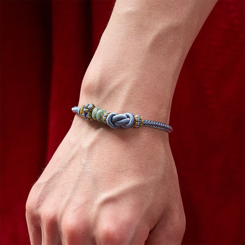 Buddha Stones Bracelet ajustable en jade tressé à la main, orné de nœuds chinois porte-bonheur - image 17