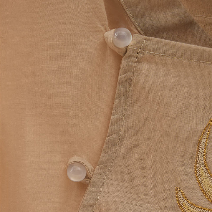 Buddha Stones Chemise à manches courtes pour femme, style vintage printemps, ornée de plumes brodées et d'un col mandarin uni. - image 11