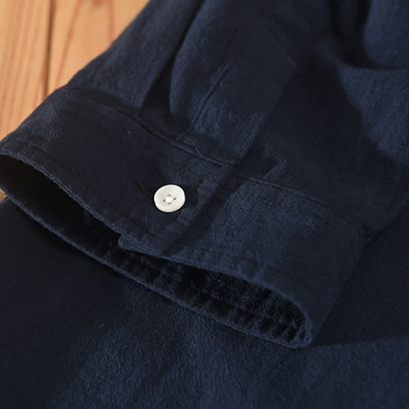 Buddha Stones Chemises d'été minimalistes et décontractées à manches courtes pour homme, en coton et lin uni, avec poche - image 17