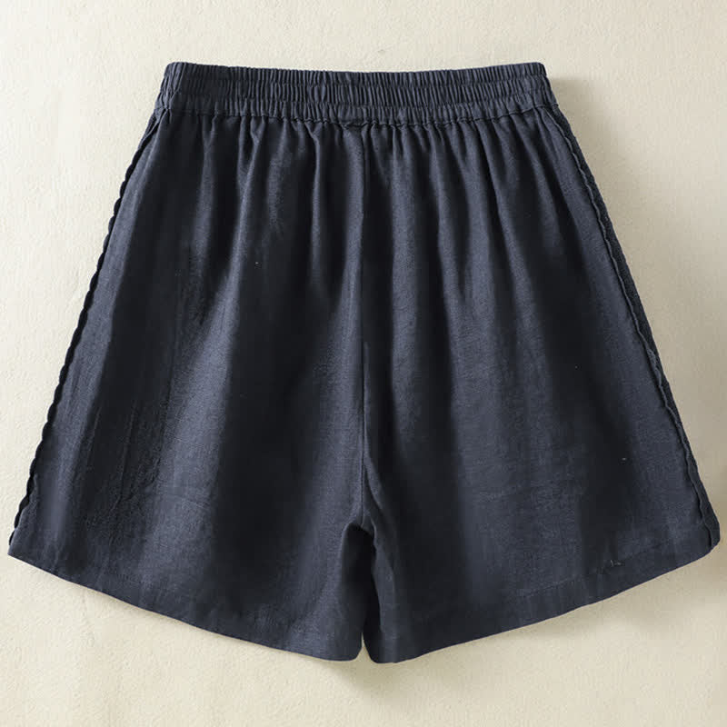 Buddha Stones Short d'été bohème décontracté pour femme, uni, avec dentelle décorative sur les côtés et poches - image 11