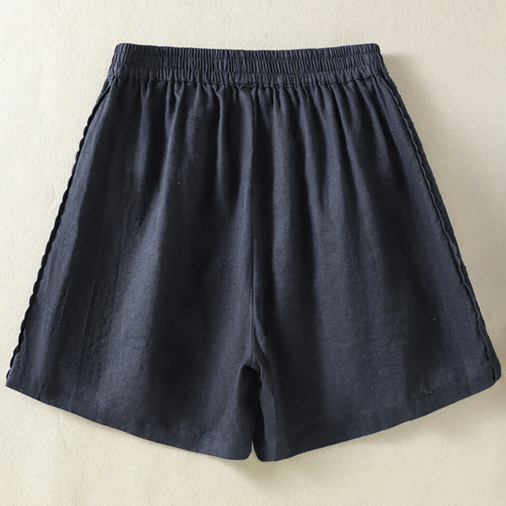 Buddha Stones Short d'été bohème décontracté pour femme, uni, avec dentelle décorative sur les côtés et poches - image 11