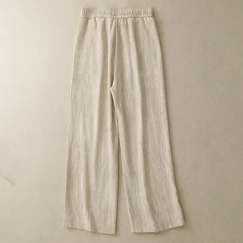 Buddha Stones Pantalon d'été minimaliste décontracté à cordon de serrage, coupe droite, avec poches, longueur cheville. - image 1