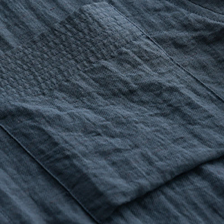 Buddha Stones Chemise d'été décontractée à col mandarin et demi-boutonnage pour homme, manches courtes et poche plaquée. - image 8
