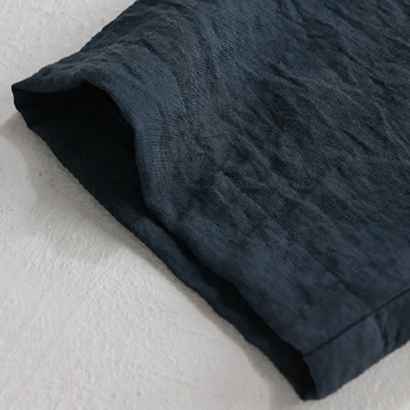 Buddha Stones Chemise d'été décontractée à col mandarin et demi-boutonnage pour homme, manches courtes et poche plaquée. - image 9