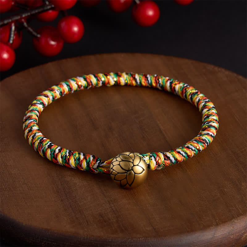 Buddha Stones Bracelet tressé Lotus Balance en ficelle colorée tissée à la main - Lotus - 7,5 pouces (19 cm) - image 8