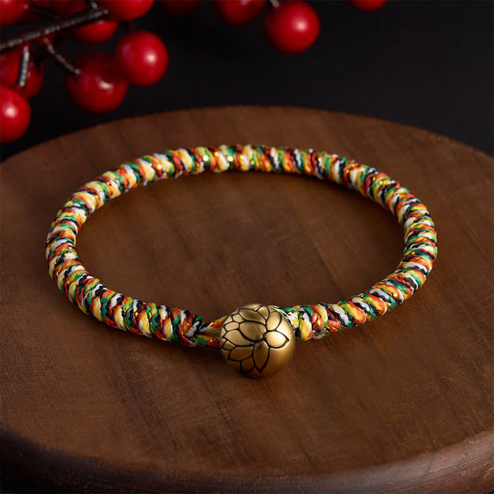 Buddha Stones Bracelet tressé Lotus Balance en ficelle colorée tissée à la main - Lotus - 7,5 pouces (19 cm) - image 8