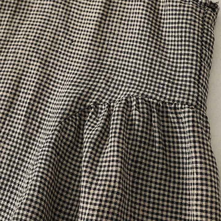 Buddha Stones Débardeur d'été décontracté à carreaux vintage avec boutons au dos pour femmes - image 5