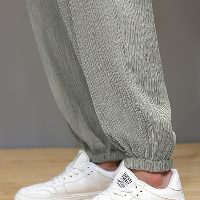 Buddha Stones Pantalon court uni style Tang, décontracté d'été, pantalon harem pour homme avec poches - image 29
