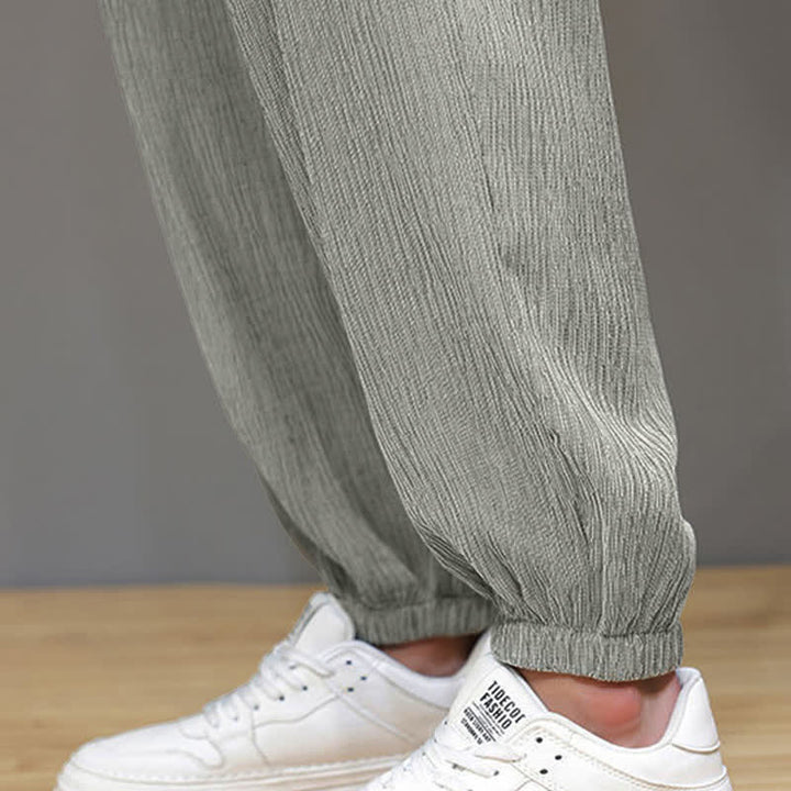 Buddha Stones Pantalon court uni style Tang, décontracté d'été, pantalon harem pour homme avec poches - image 29