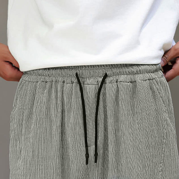 Buddha Stones Pantalon court uni style Tang, décontracté d'été, pantalon harem pour homme avec poches - image 26