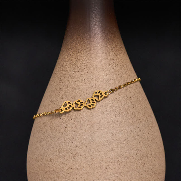 Buddha Stones Bracelet d'équilibre en acier titane à quatre pattes de chat - Doré (Tour de poignet : 17–22 cm) - image 0