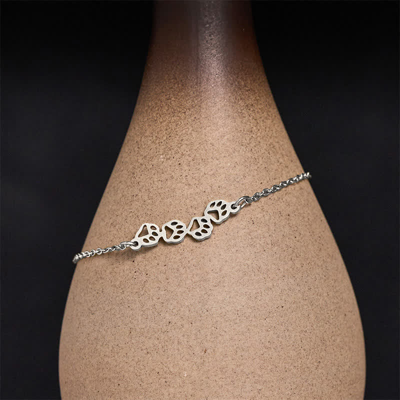 Buddha Stones Bracelet d'équilibre en acier titane à quatre pattes de chat - Argenté (Tour de poignet : 17–22 cm) - image 3