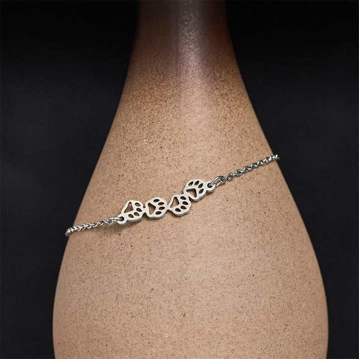 Buddha Stones Bracelet d'équilibre en acier titane à quatre pattes de chat - Argenté (Tour de poignet : 17–22 cm) - image 3