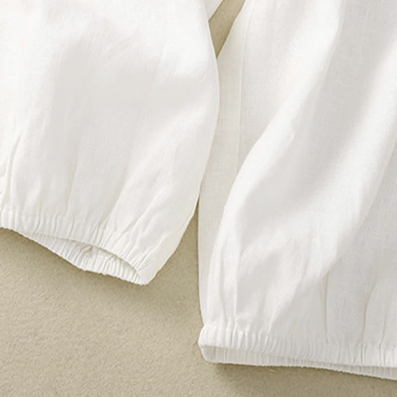 Buddha Stones Pantalon Capri uni à boutons, style minimaliste et décontracté d'été, avec poches. - image 19