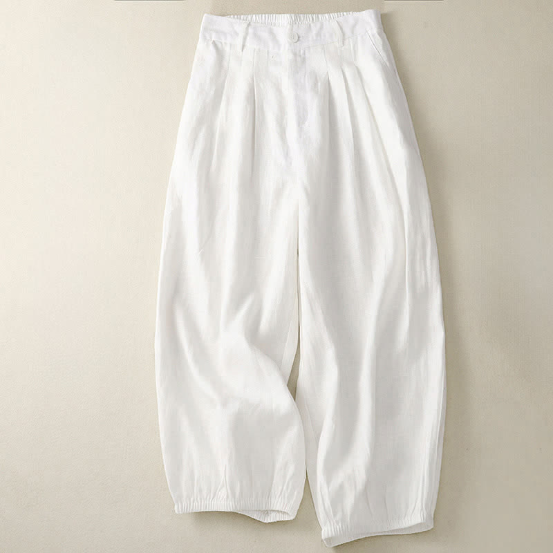 Buddha Stones Pantalon Capri uni à boutons, style minimaliste et décontracté d'été, avec poches. - Ivoire - US8-10，UK/AU12-14，EU40-42 (2XL) - image 16