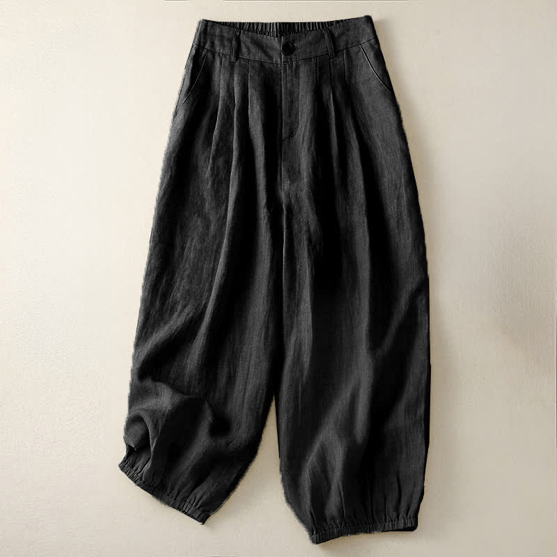 Buddha Stones Pantalon Capri uni à boutons, style minimaliste et décontracté d'été, avec poches. - Noir - US8-10，UK/AU12-14，EU40-42 (2XL) - image 9