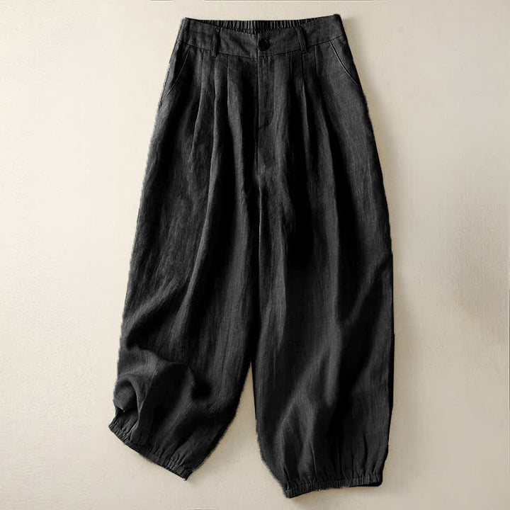 Buddha Stones Pantalon Capri uni à boutons, style minimaliste et décontracté d'été, avec poches. - Noir - US8-10，UK/AU12-14，EU40-42 (2XL) - image 9