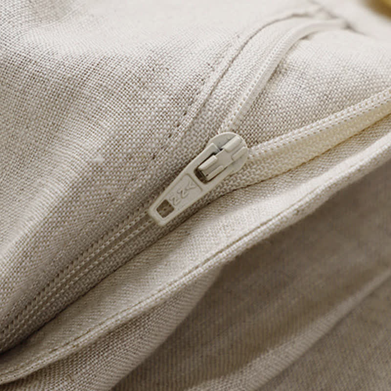 Buddha Stones Pantalon Capri uni à boutons, style minimaliste et décontracté d'été, avec poches. - image 3